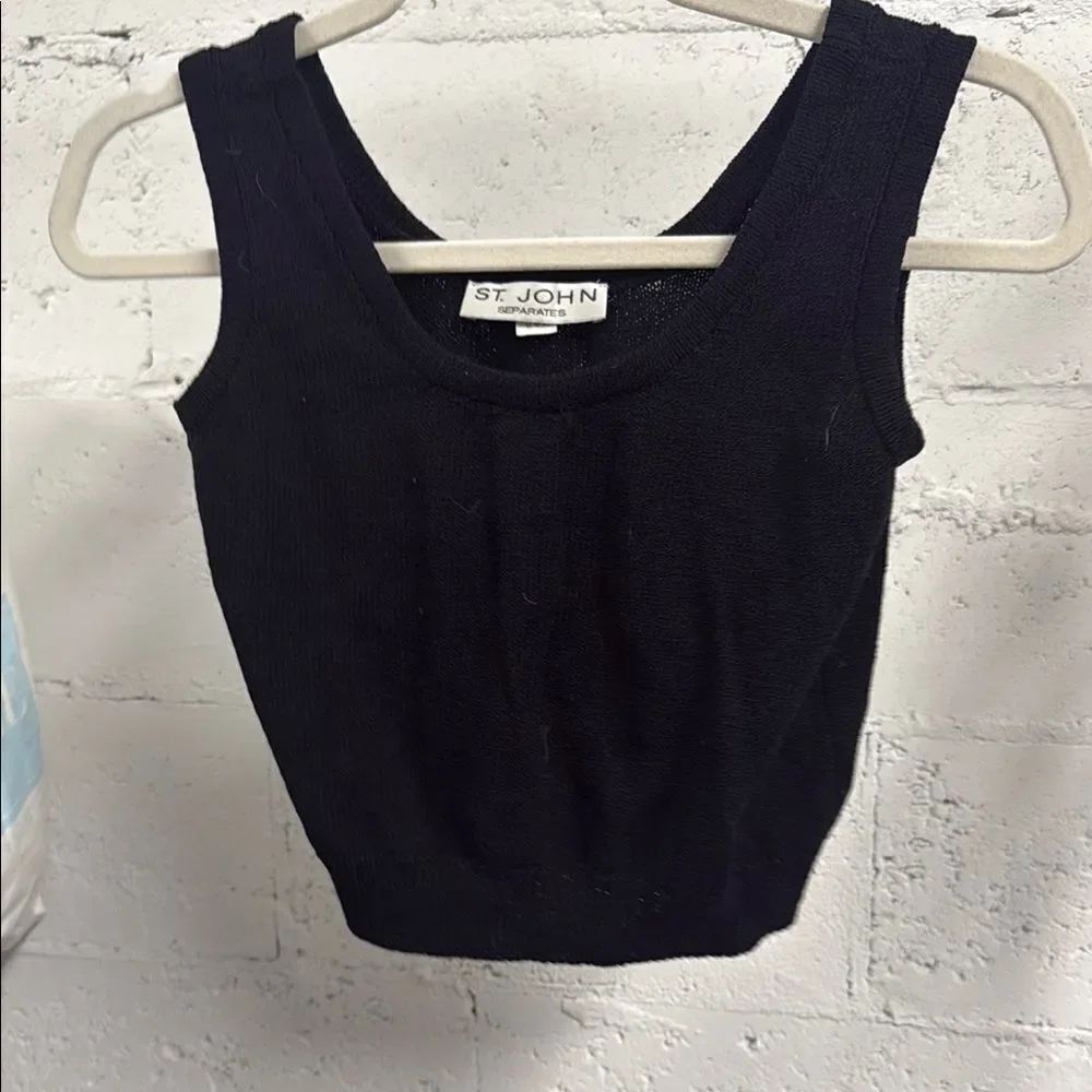 St. John Black Fitted Crop Tank Top Knit SIZE P - Like New